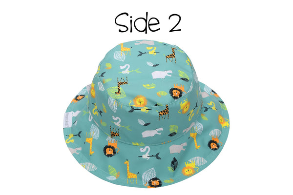 Kids & Toddler Reversible Bucket Sun Hat - Spaceship & Robot -  FlapJackKidsCanada